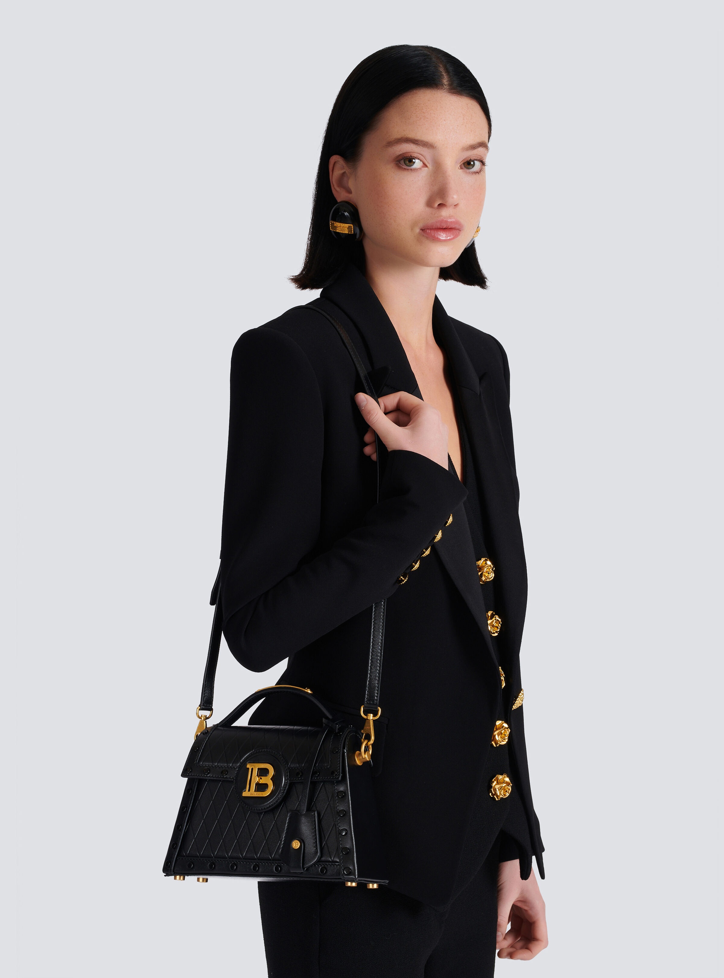 B-Buzz Dynasty bag in grid-embossed calfskin - 8