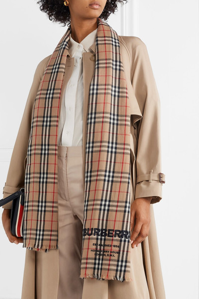 Burberry Checked embroidered cashmere scarf outlook