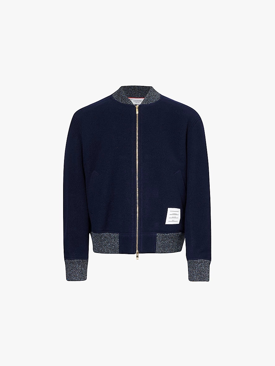 Logo-patch relaxed-fit wool bomber jacket - 1