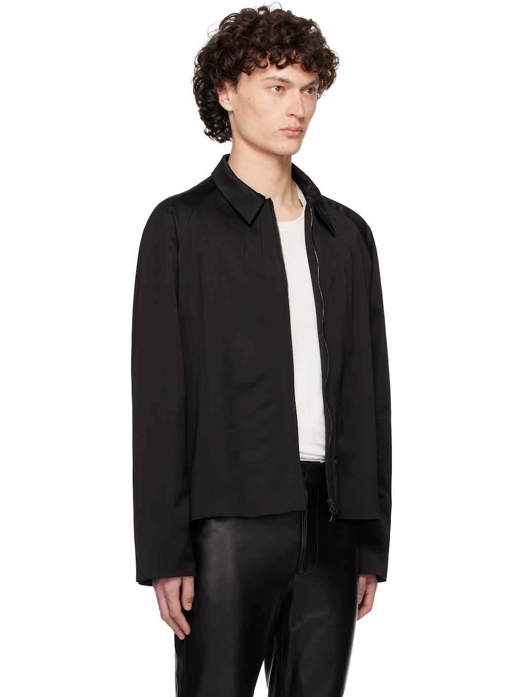 Black Darted Neck Wool Jacket - 2