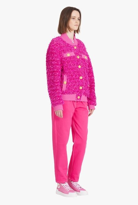 Balmain x Barbie - Pink tweed bomber jacket - 7