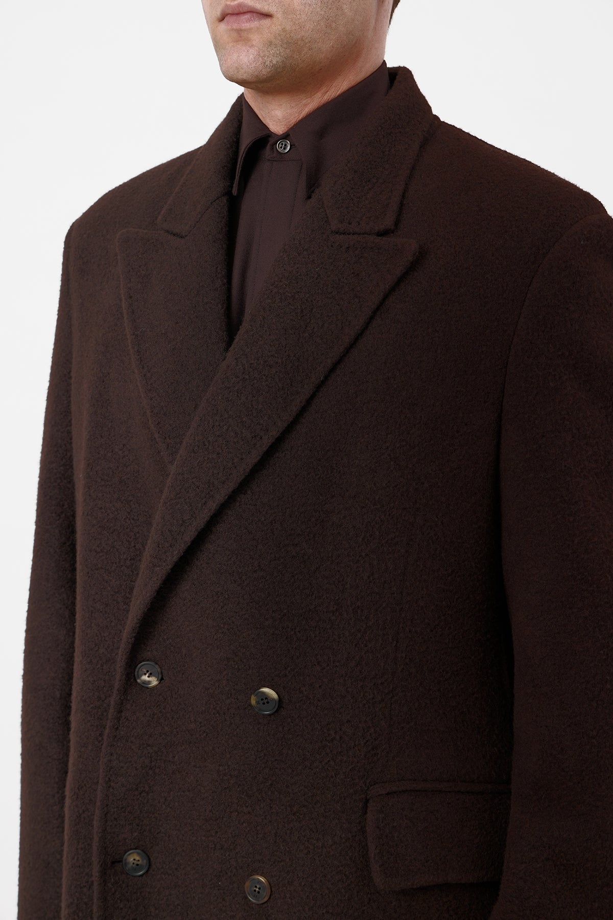 Mcaffrey Coat in Chocolate Double-Face Recycled Cashmere - 6