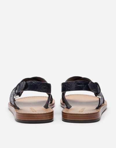 Dolce & Gabbana Hand-polished crocodile flank leather sandals outlook