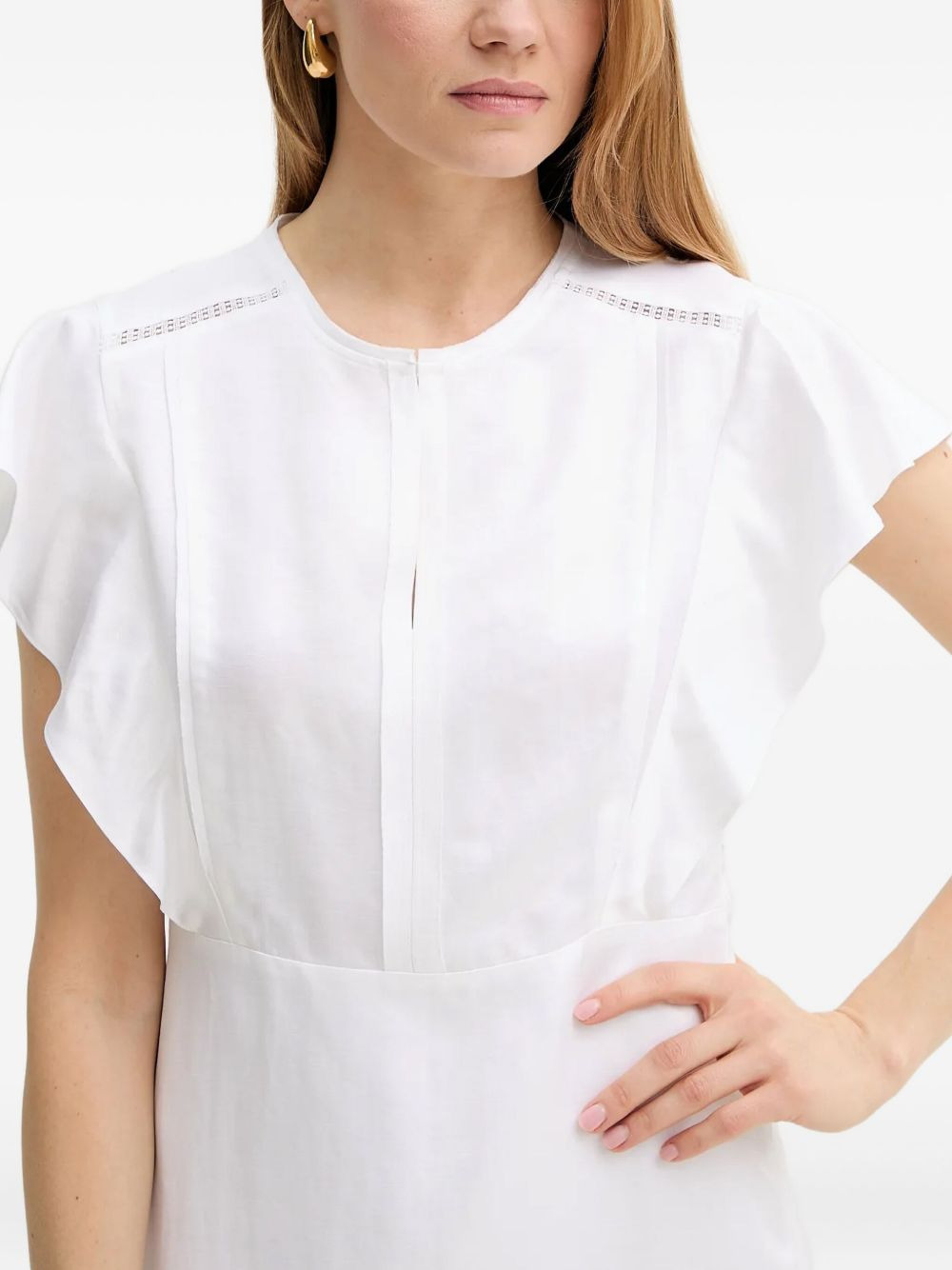 ruffle-detail keyhole dress - 4