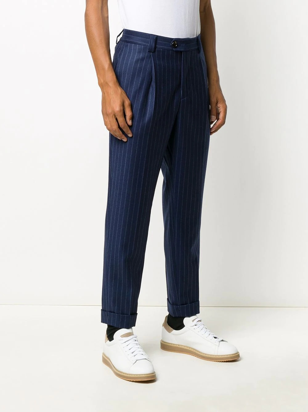 pinstripe double-pleat trousers - 3