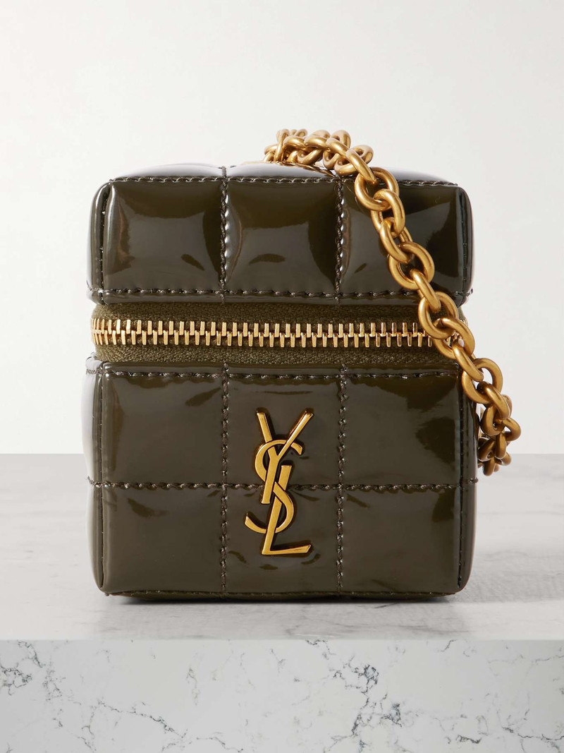 Cassandre Micro Cube quilted patent-leather pouch - 1