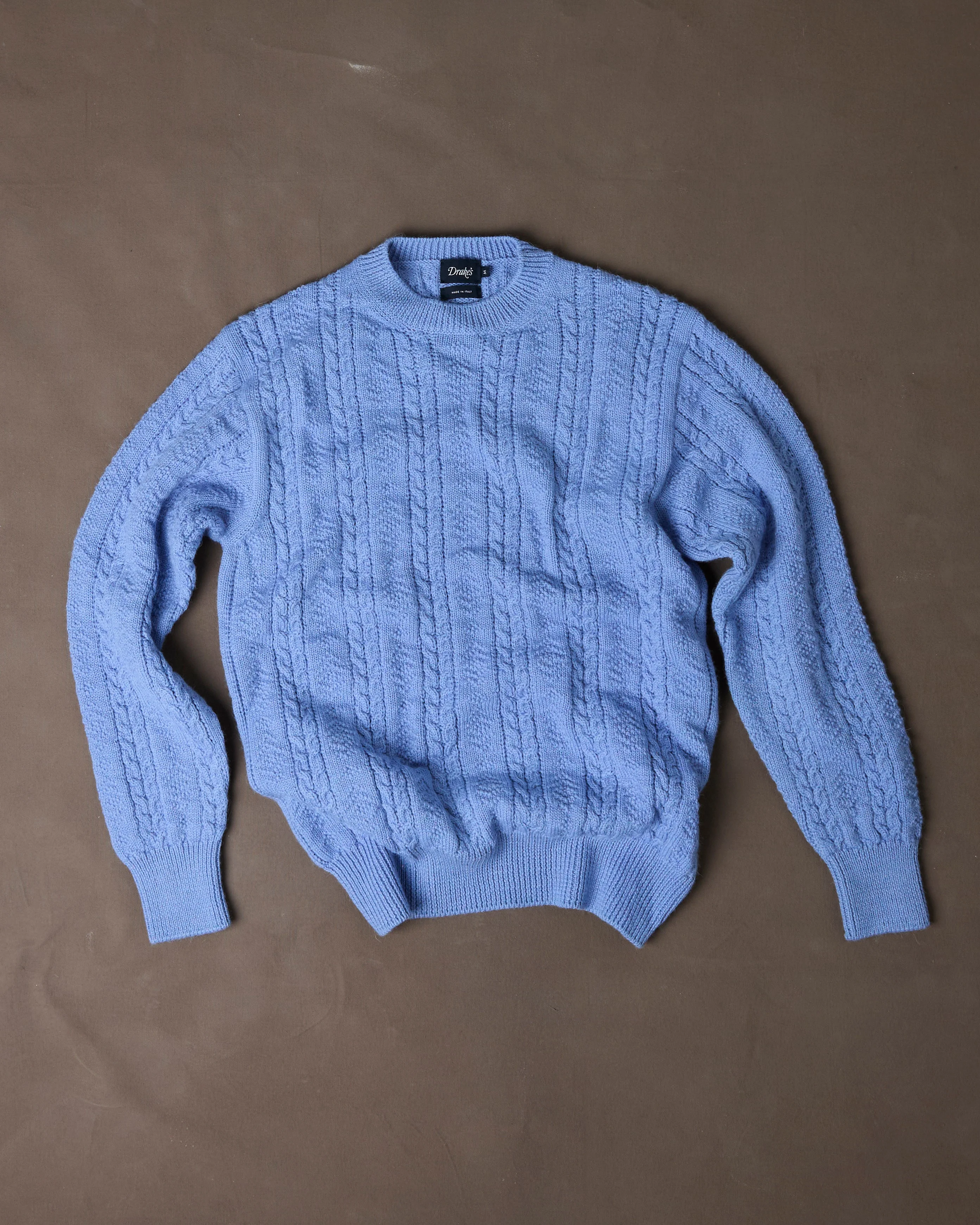 Lilac Wool-Alpaca Cable Knit Crew Neck Jumper - 1
