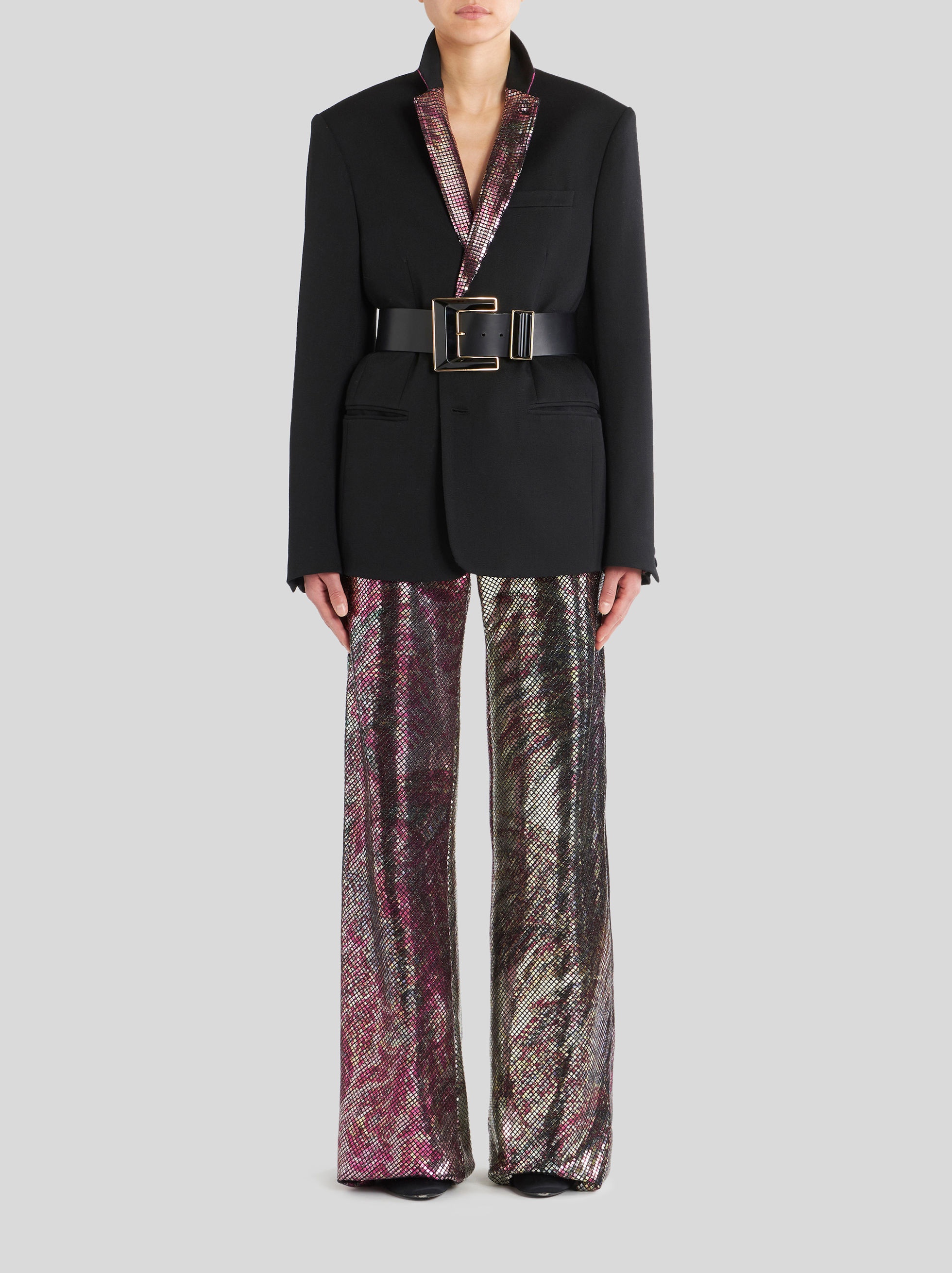 WOOL JACKET WITH PRINTED MICRO PLATES - 4