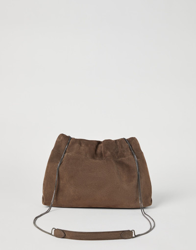 Brunello Cucinelli Suede soft bag with precious chain outlook