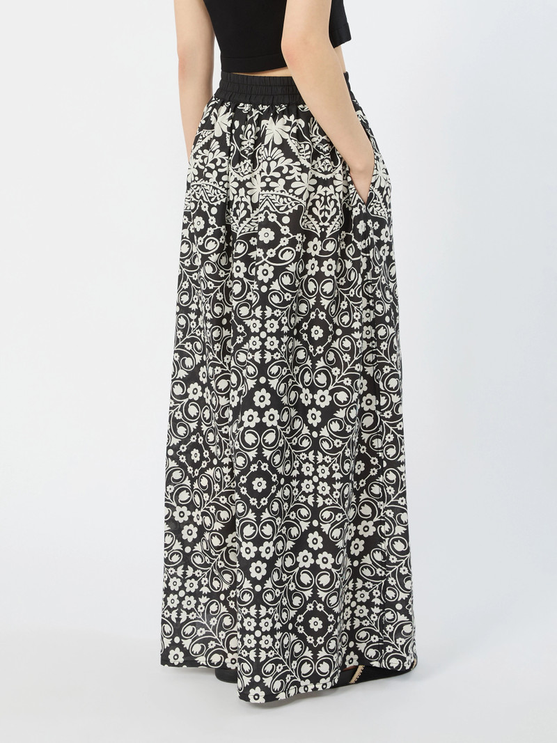 WKIPALANCA Wide-leg printed cotton trousers - BLACK 4