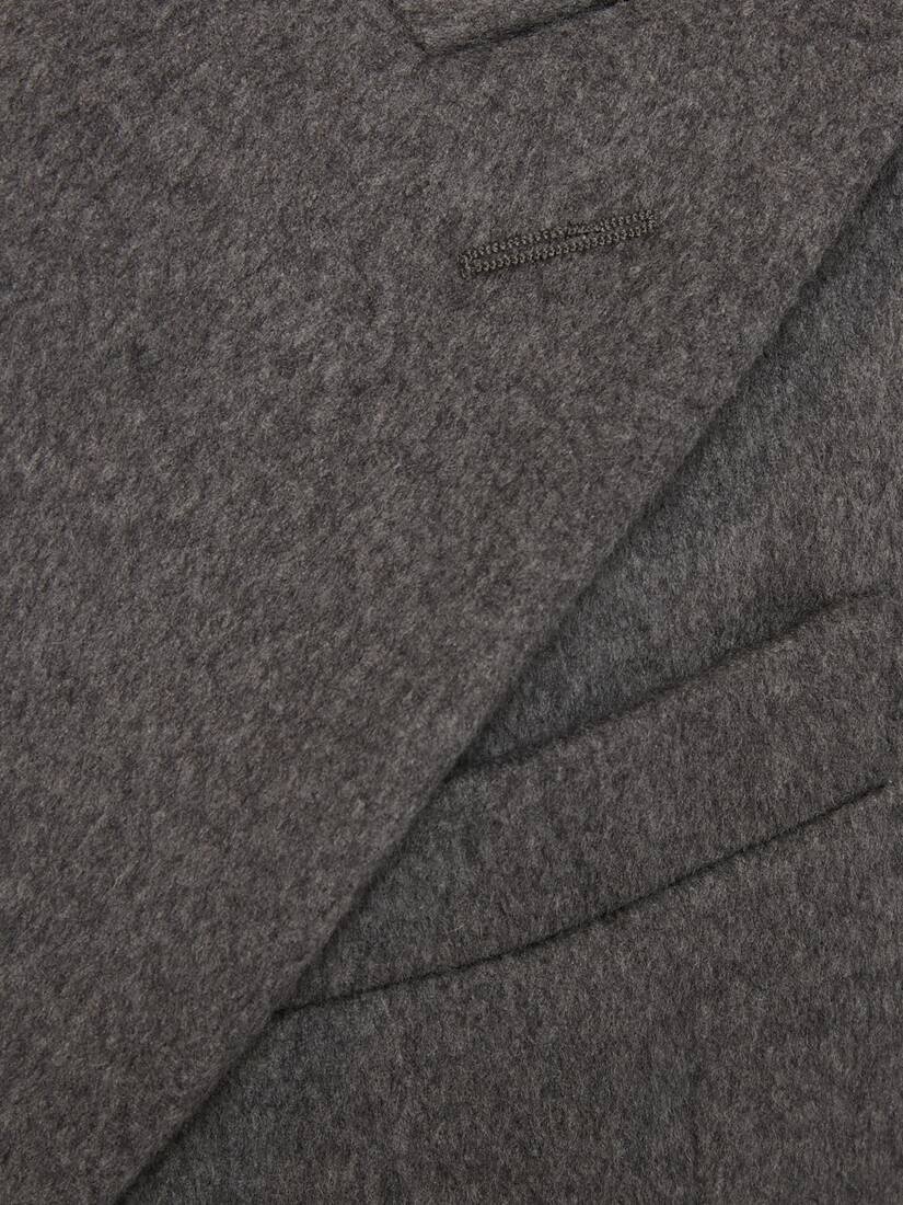 Wool Felt Tailored Double-breasted  Jacket in Medium Grey - 2