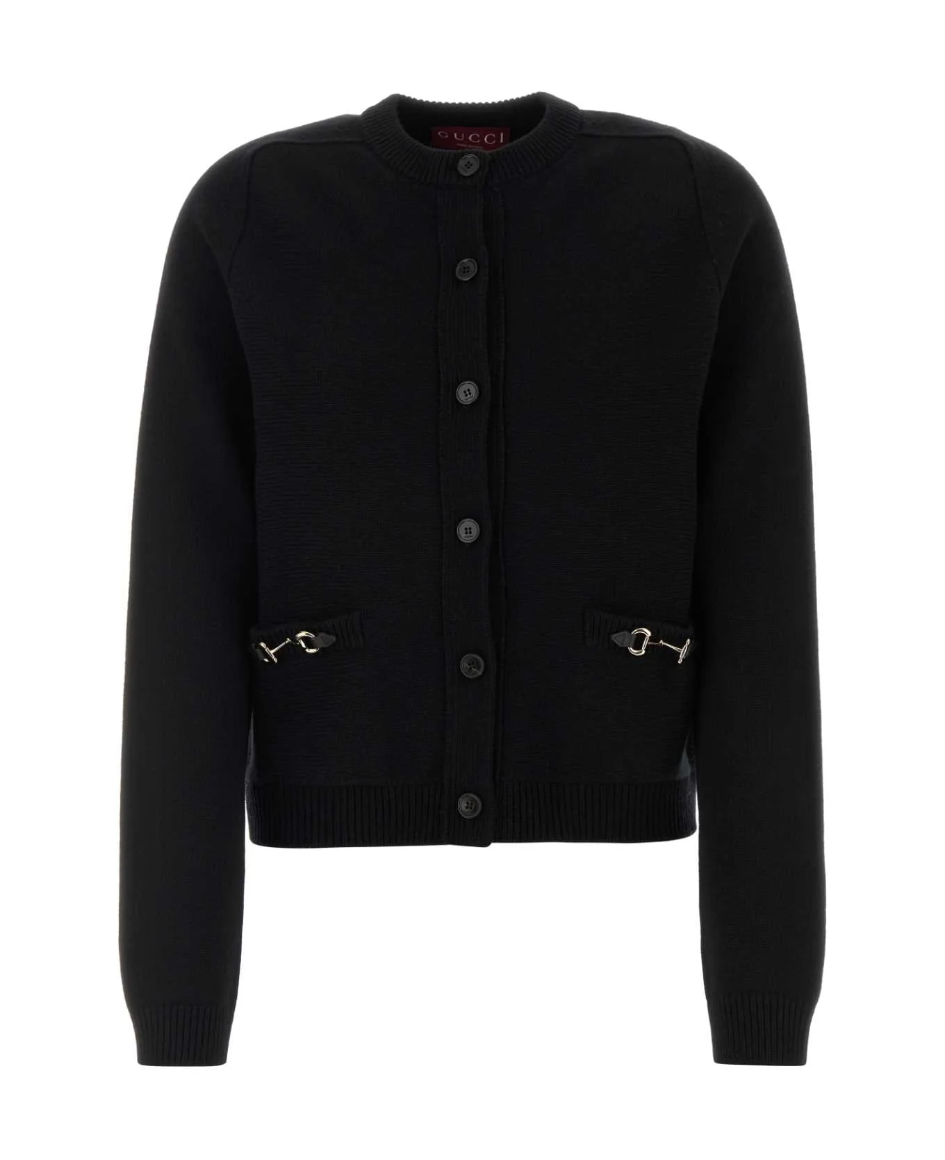 Black Wool Blend Cardigan - 1