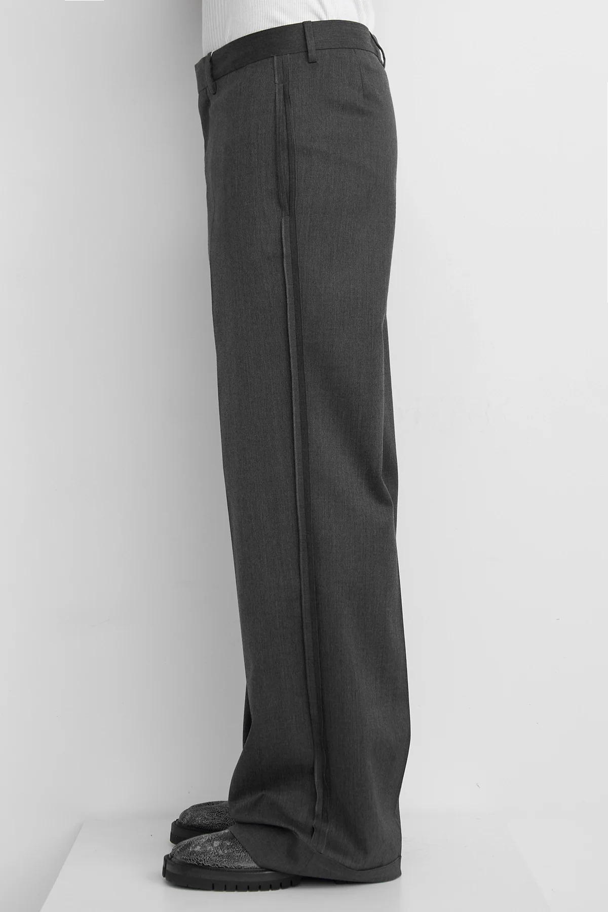 MM6 Tailored Wool Pants Dark Grey Melange - 5