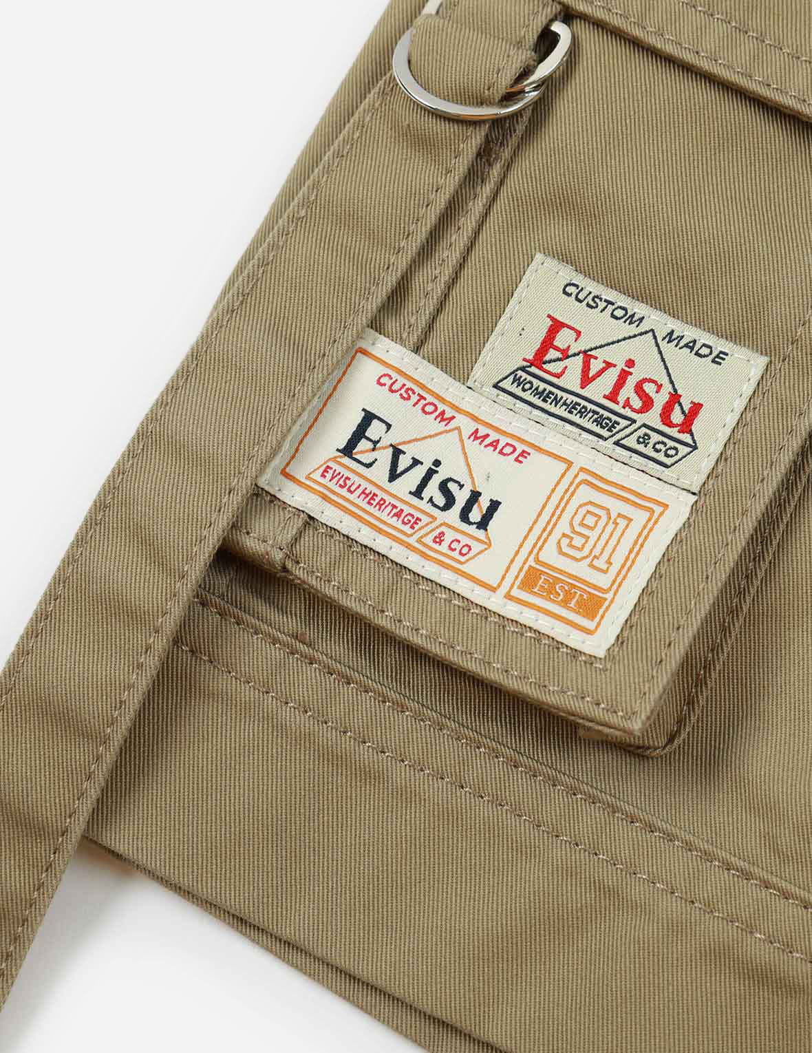 SEAGULL AND LOGO EMBROIDERY CARGO SHORTS - 8