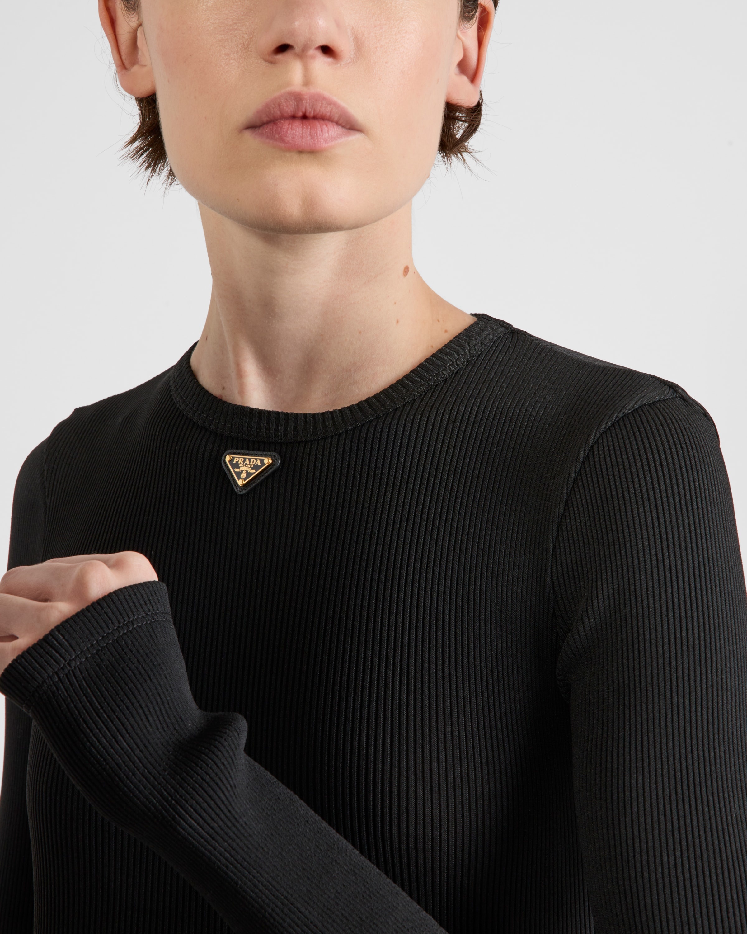 Ribbed knit jersey top - 3
