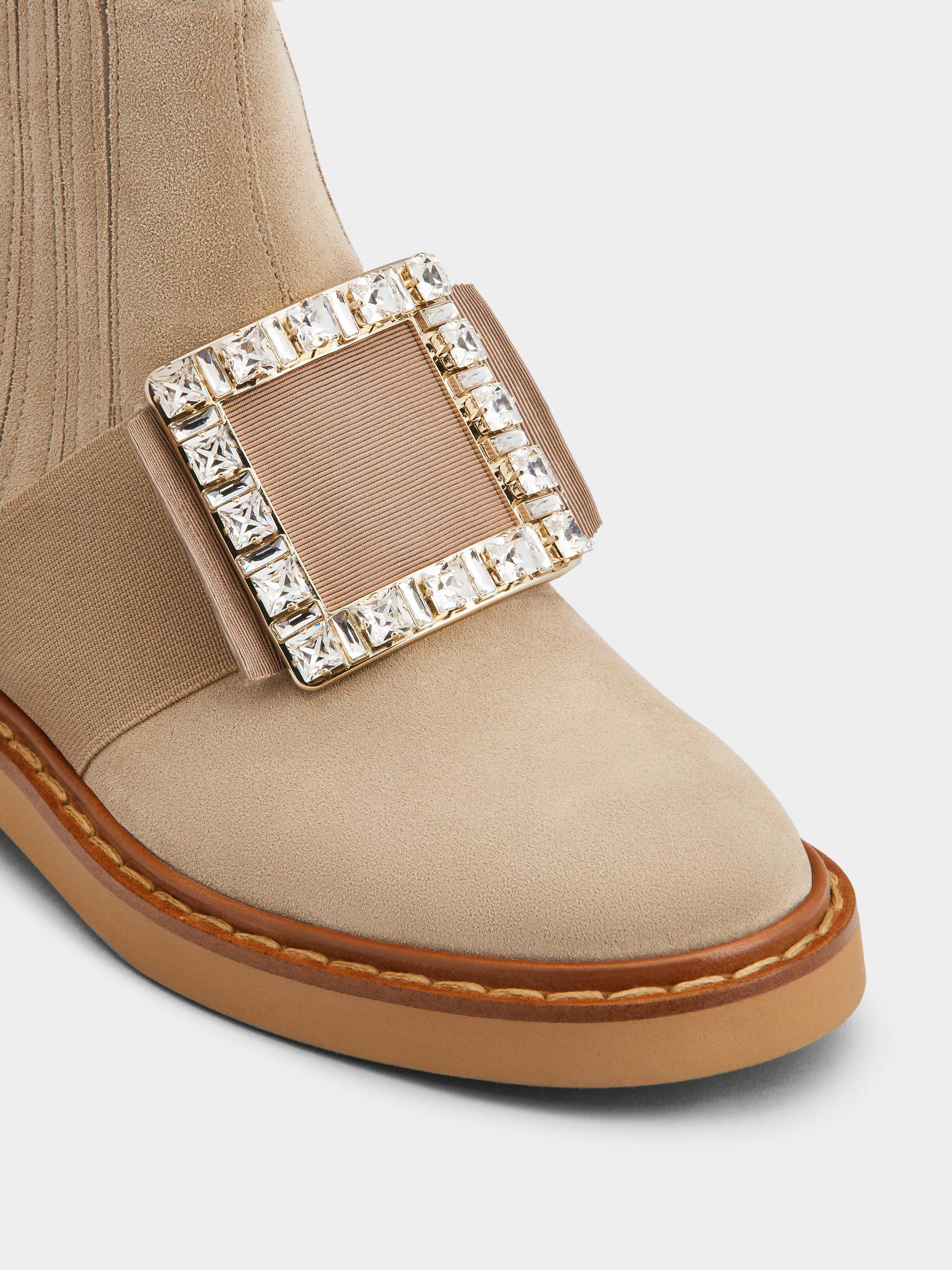 Viv' Rangers Strass Buckle Chelsea Booties in Suede - 3