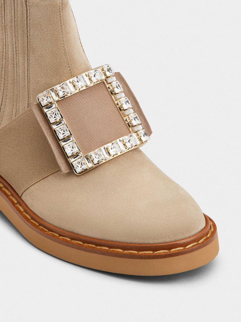 Viv' Rangers Strass Buckle Chelsea Booties in Suede 3