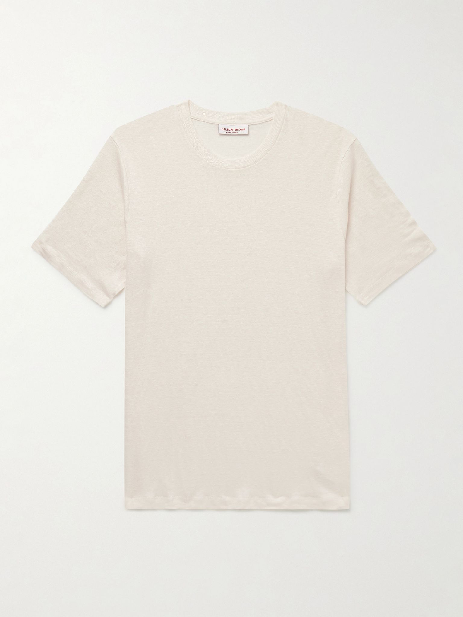 OB Standard Linen-Blend Jersey T-Shirt Beige - 1