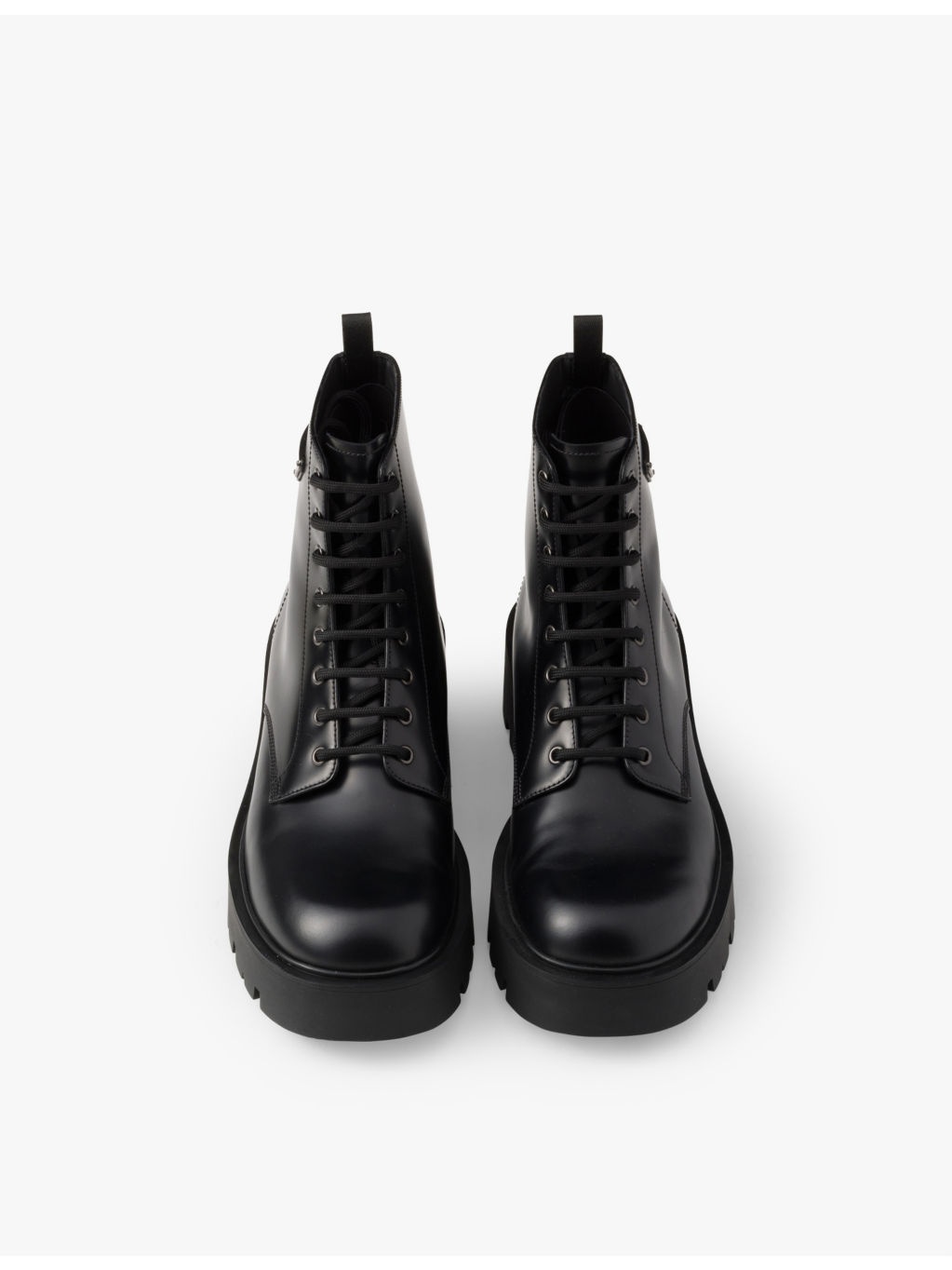 Brand-plaque brushed leather combat boots - 3