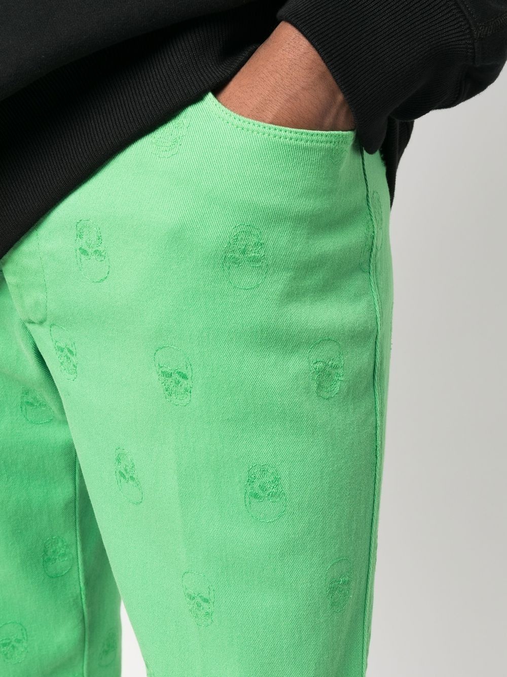 skull embroidery straight-leg jeans - 5