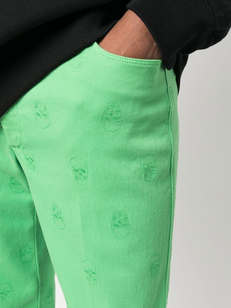 skull embroidery straight-leg jeans 5