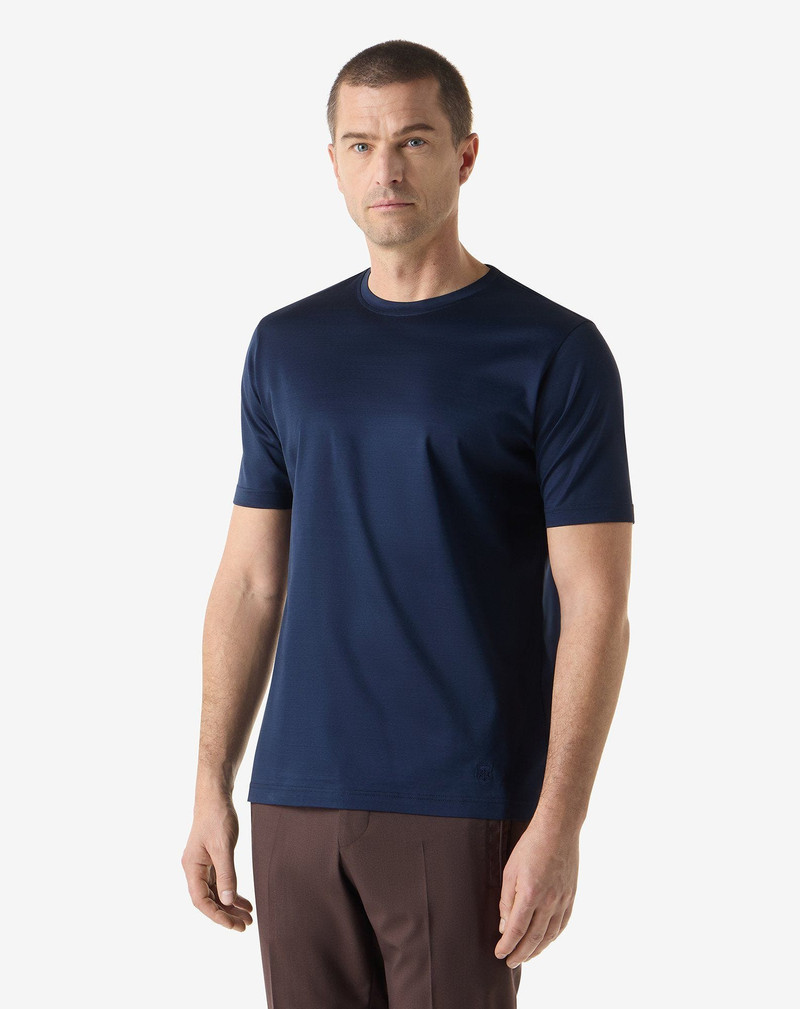 CORNELIANI Navy blue crew neck pure cotton t-shirt outlook