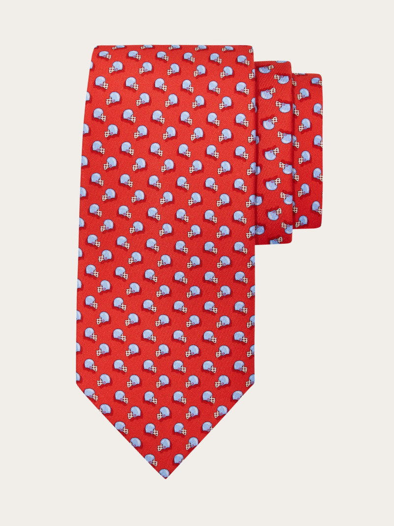Football print silk tie - 1