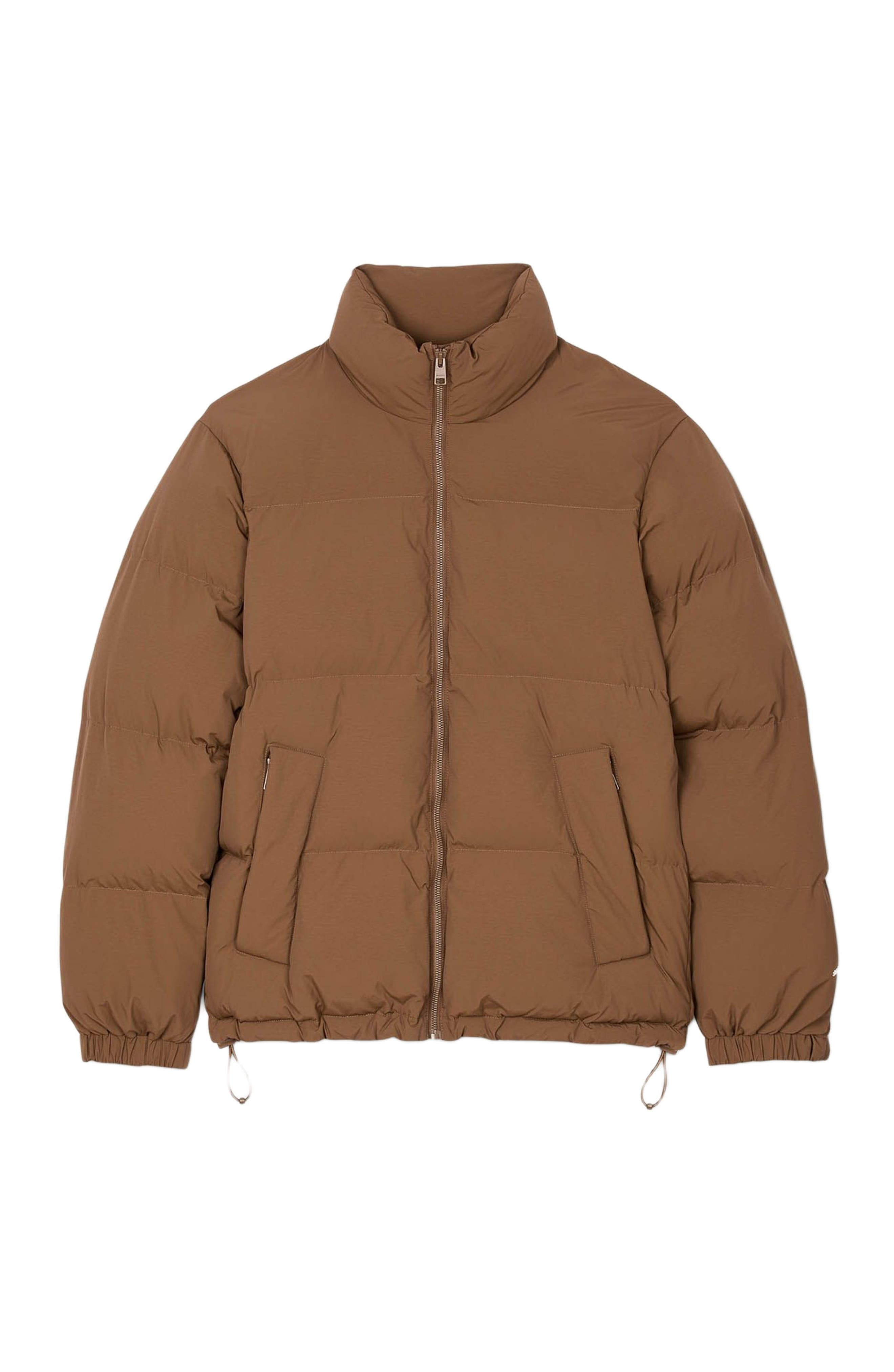 SANDRO Hooded puffer with high collar in Cognac at Nordstrom - 5
