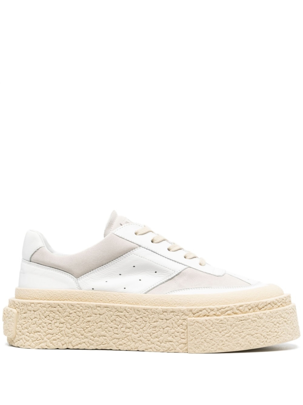 perforated-detail flatform leather sneakers - 1