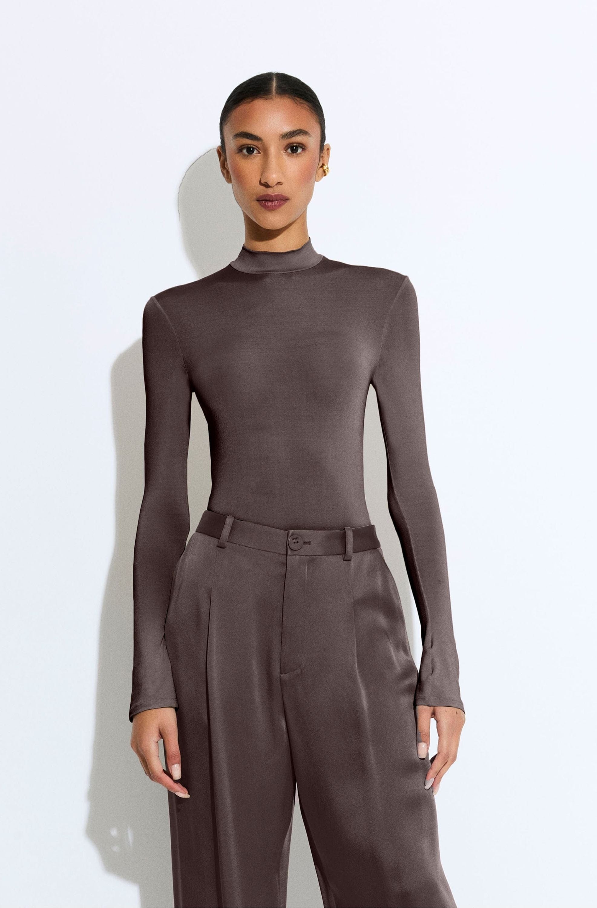 Lightweight Jersey Mock Neck Bodysuit - 2