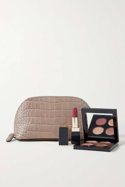 Smythson Mara croc-effect leather cosmetic case outlook