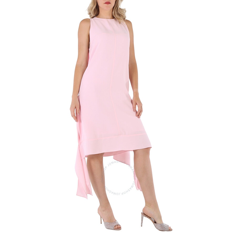 Burberry Pale Candy Pink Drape Detail Satin Crepe Shift Dress - 4