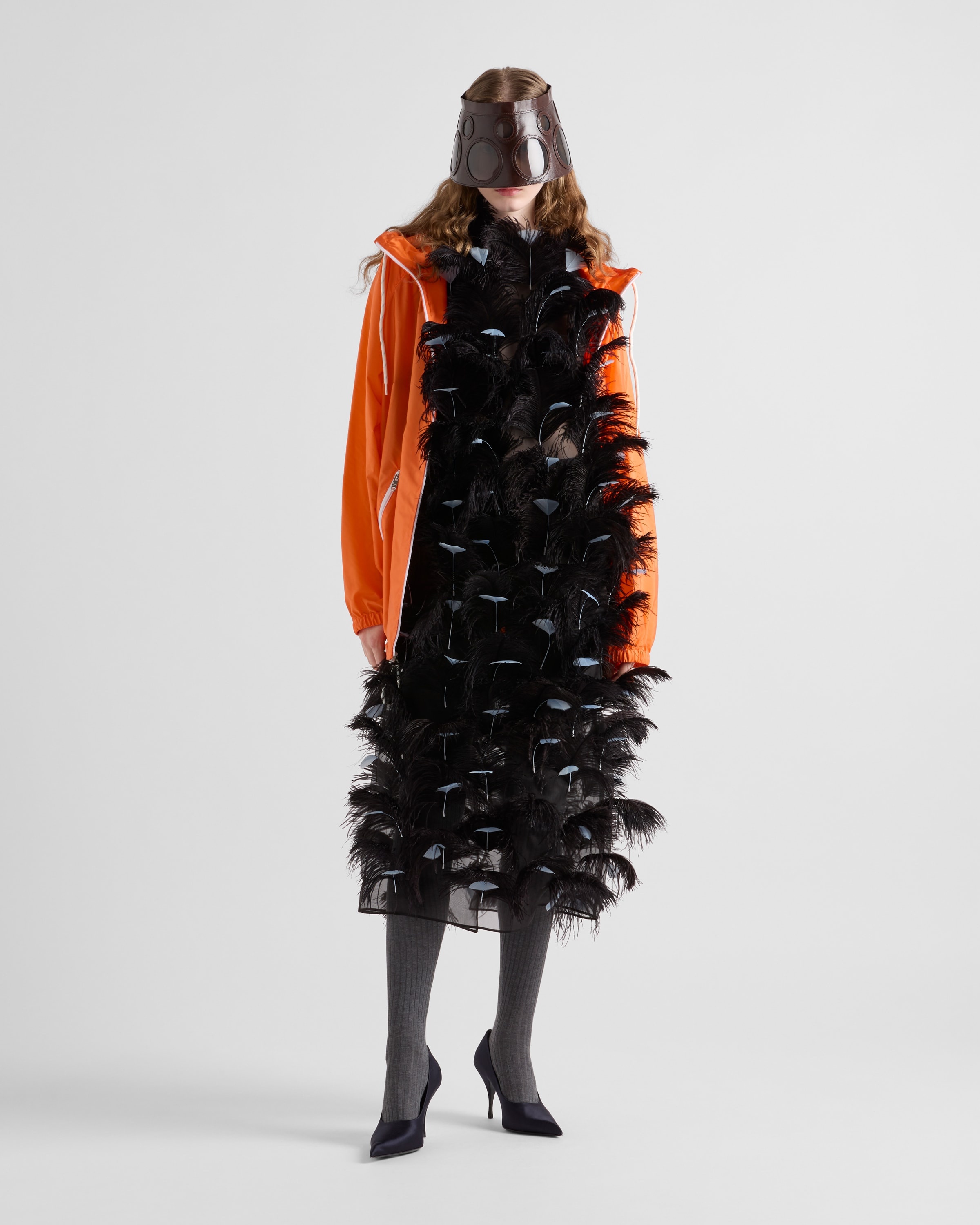 Feather-embellished silk organza dress - 2