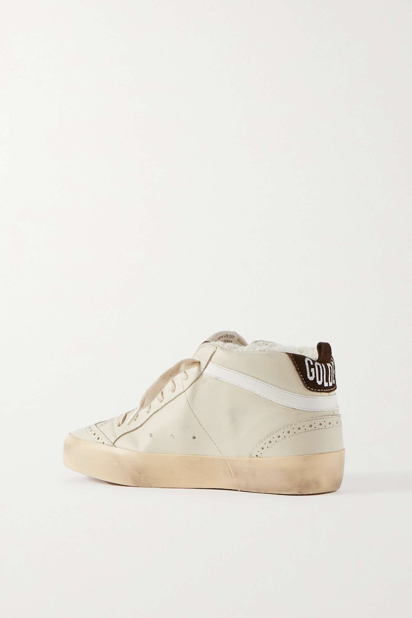 Superstar distressed shearling-lined rubber and leather sneakers - 3