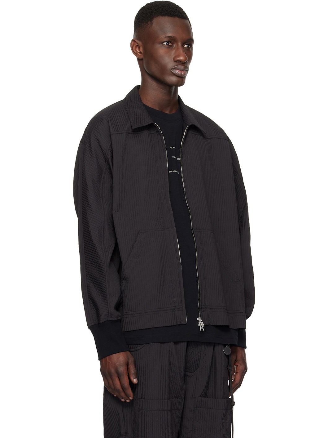 Black Quilted Track Jacket - 2