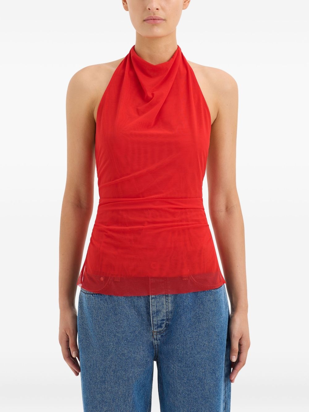 draped sleeveless top - 5