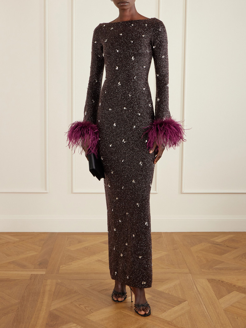 CLIO PEPPIATT Mae Feather-trimmed Embellished Beaded Tulle Gown outlook