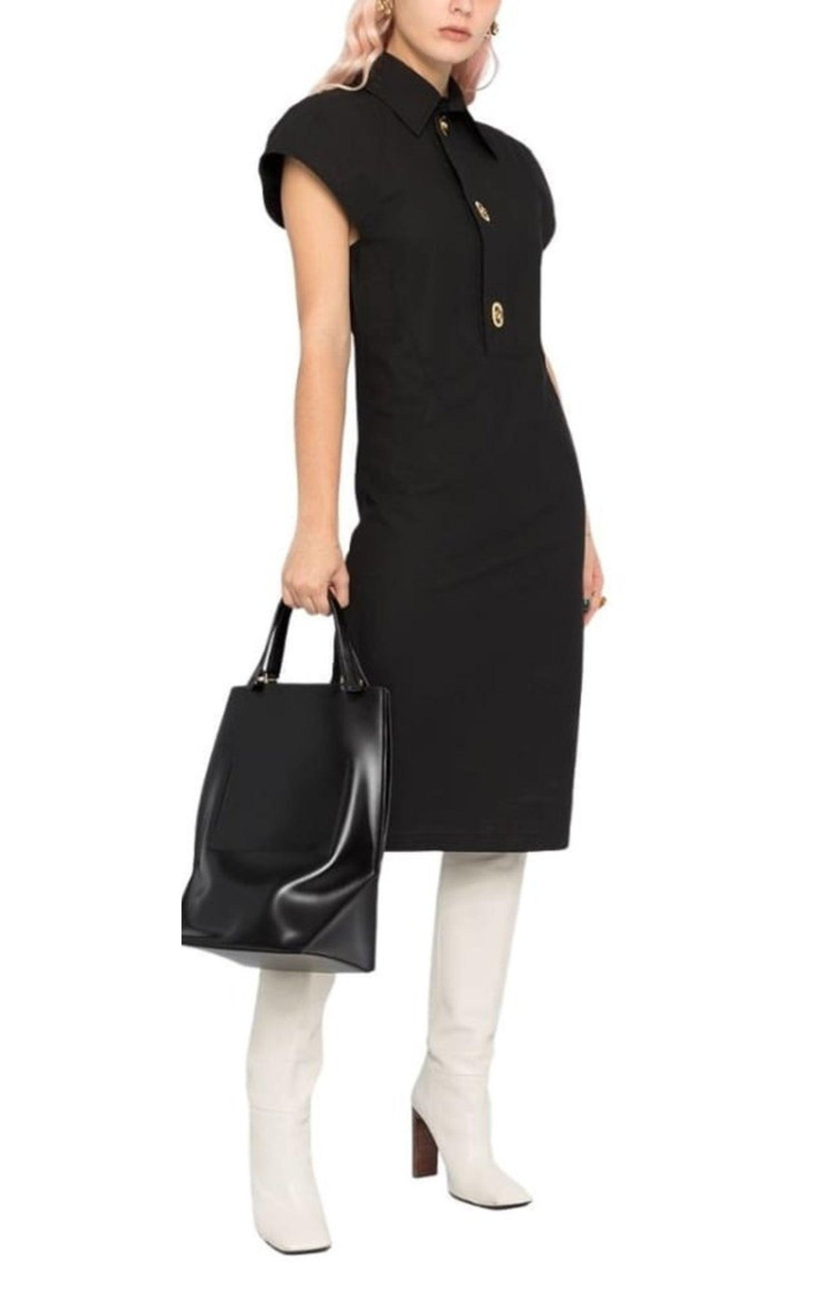 Button-detailed Cotton-blend Midi Shirt Dress - 2