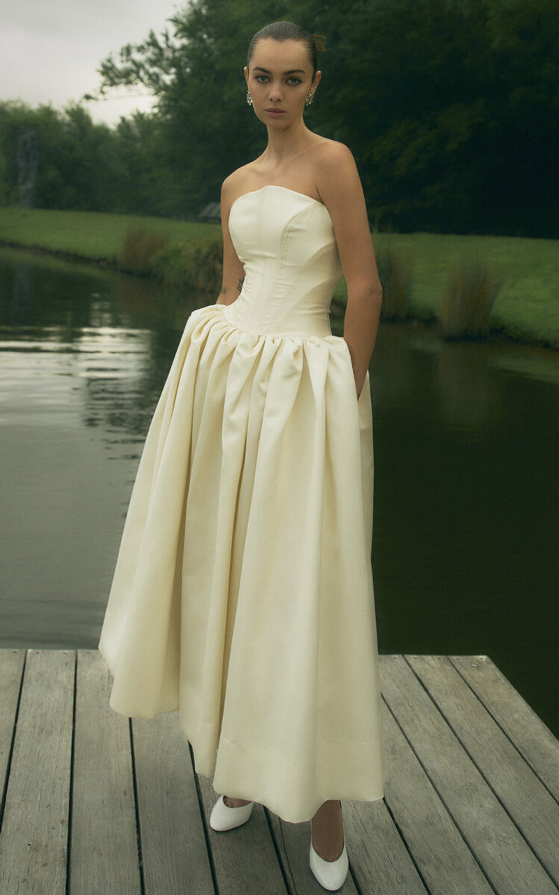 RACHEL GILBERT Kenny Strapless Silk-Wool Gown ivory outlook