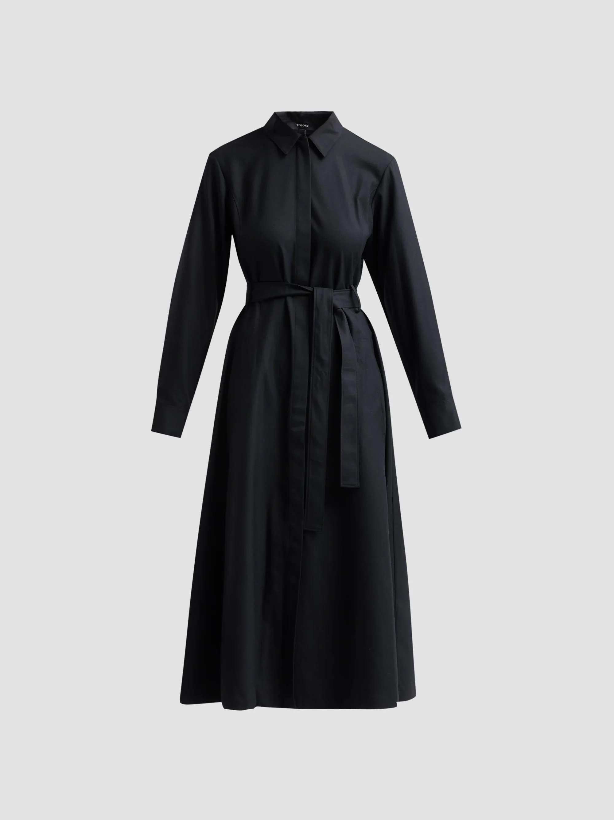 Women's Fit-And-Flare Midi Shirtdress - Black - 1