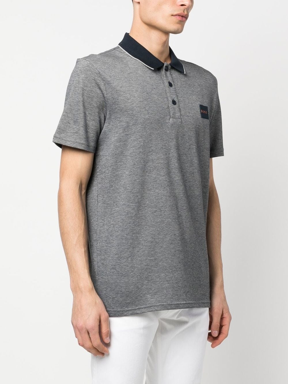 chest logo-patch polo shirt - 3