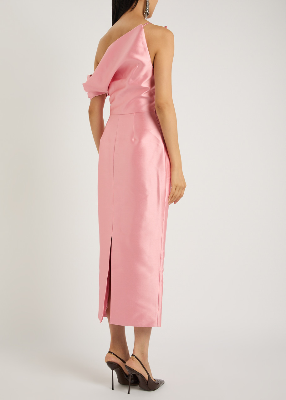 Solace London Ellison One-shoulder Faille Midi Dress - 3