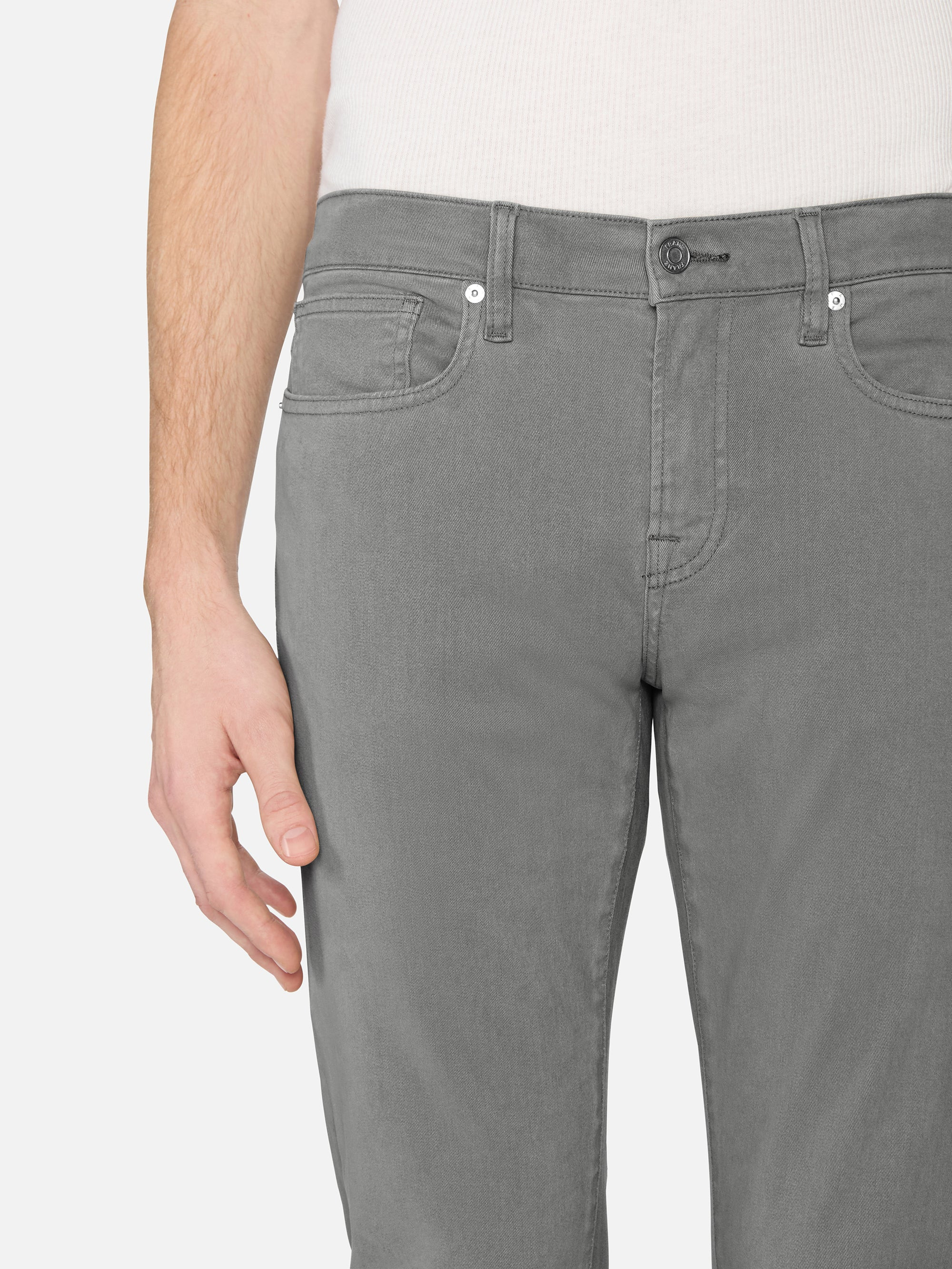 L'Homme Slim Brushed Twill in Stone Grey - 3