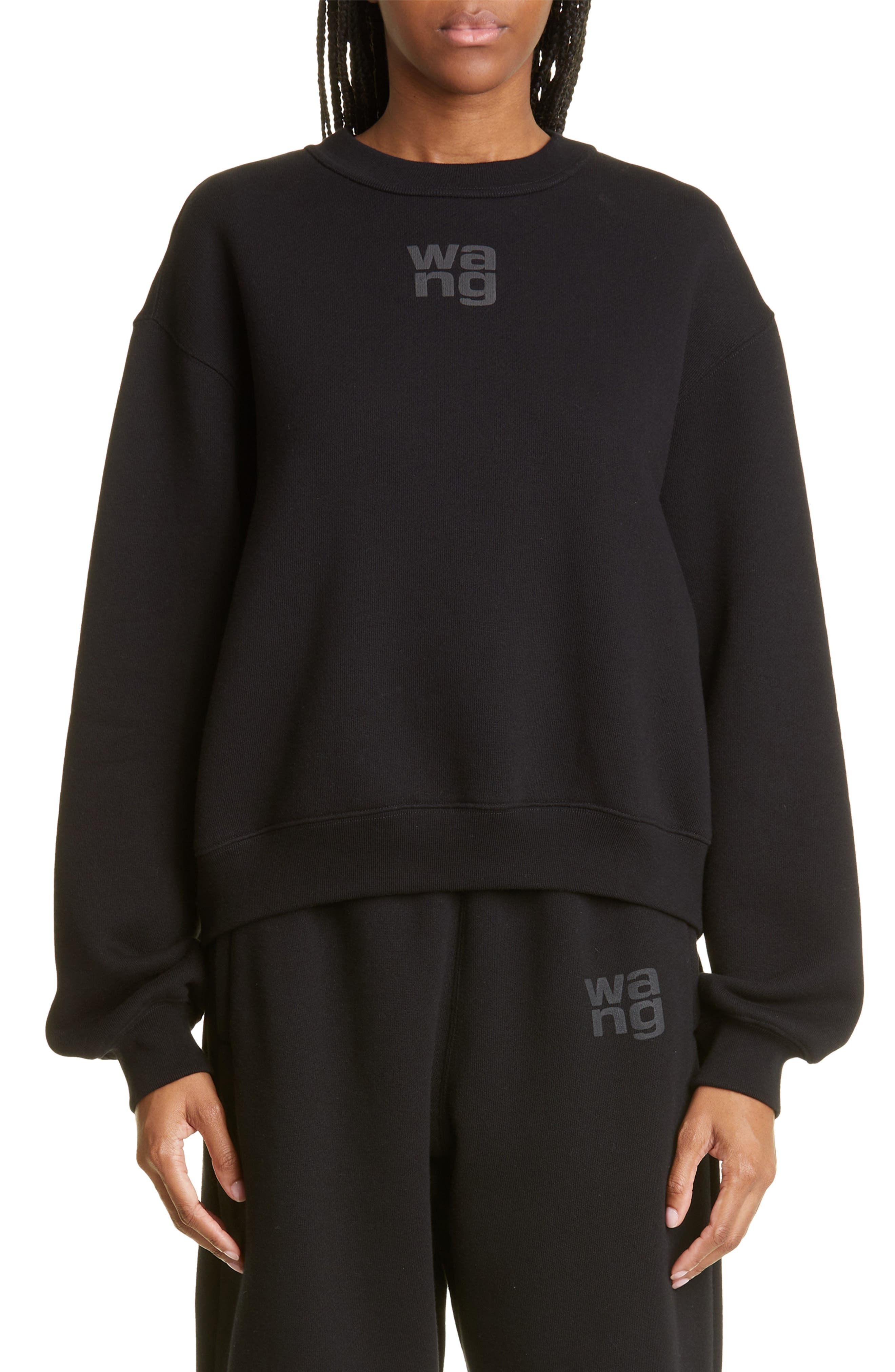 alexanderwang. t Women's Essential Cotton Blend Fleece Logo Sweateshirt - 1