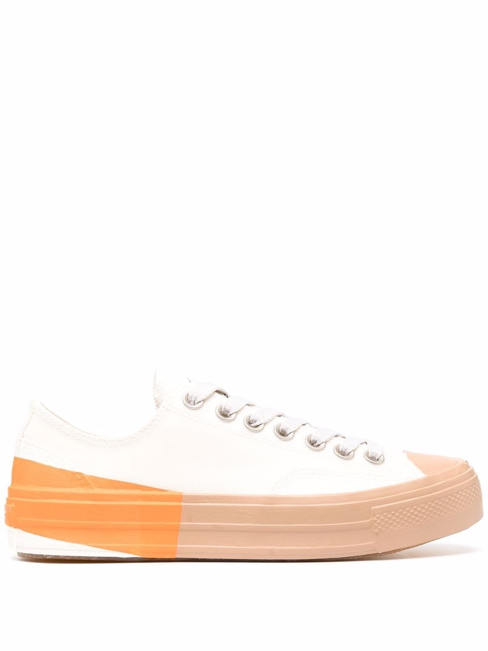 tape detail coated canvas sneakers - 1