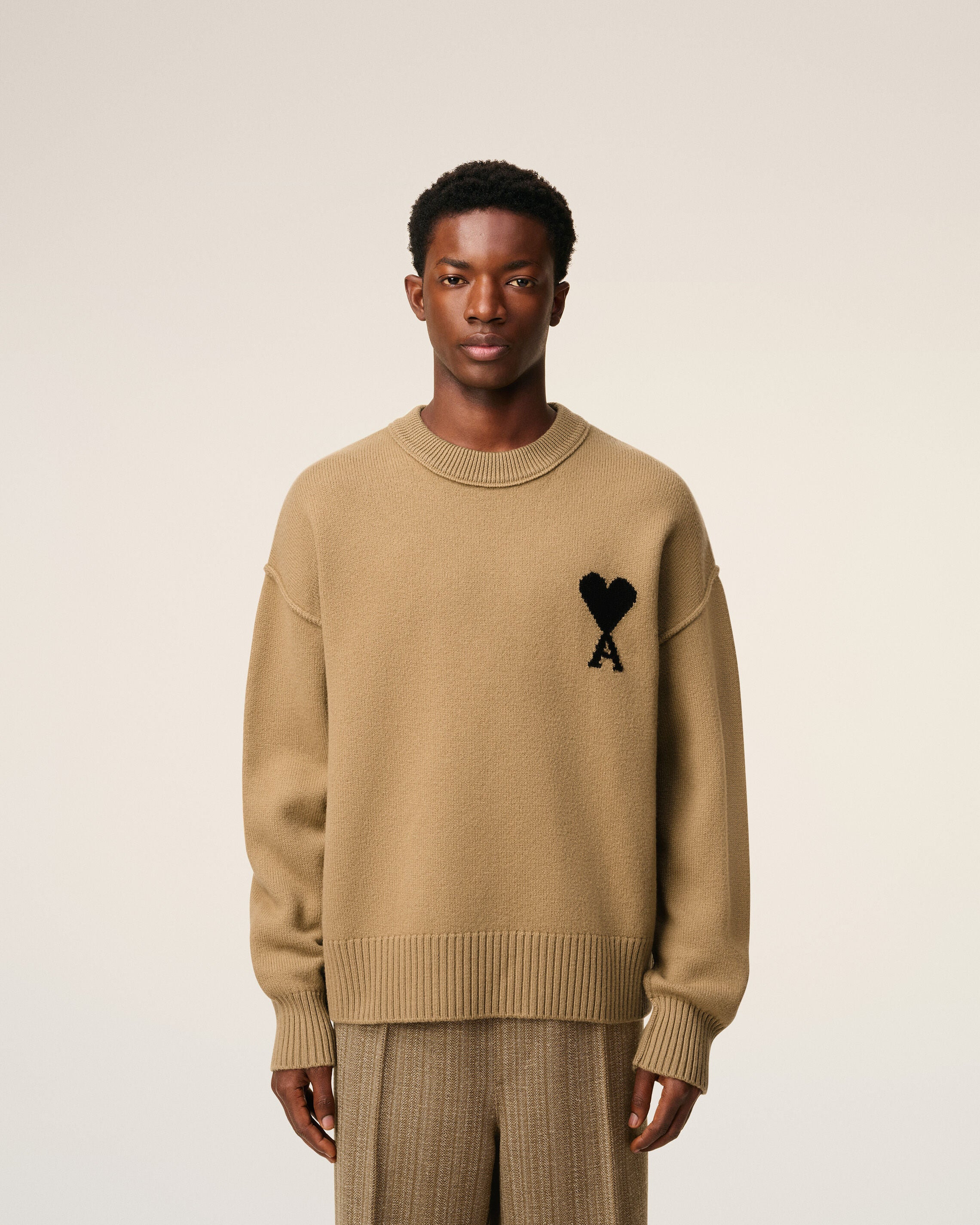 BROWN WOOL AMI DE COEUR CREWNECK SWEATER - 3