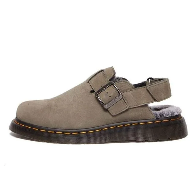 (WMNS) Dr. Martens Jorge II Faux Fur Lined Nubuck Slingback Mules 'Nickel Grey' 31386059 - 1