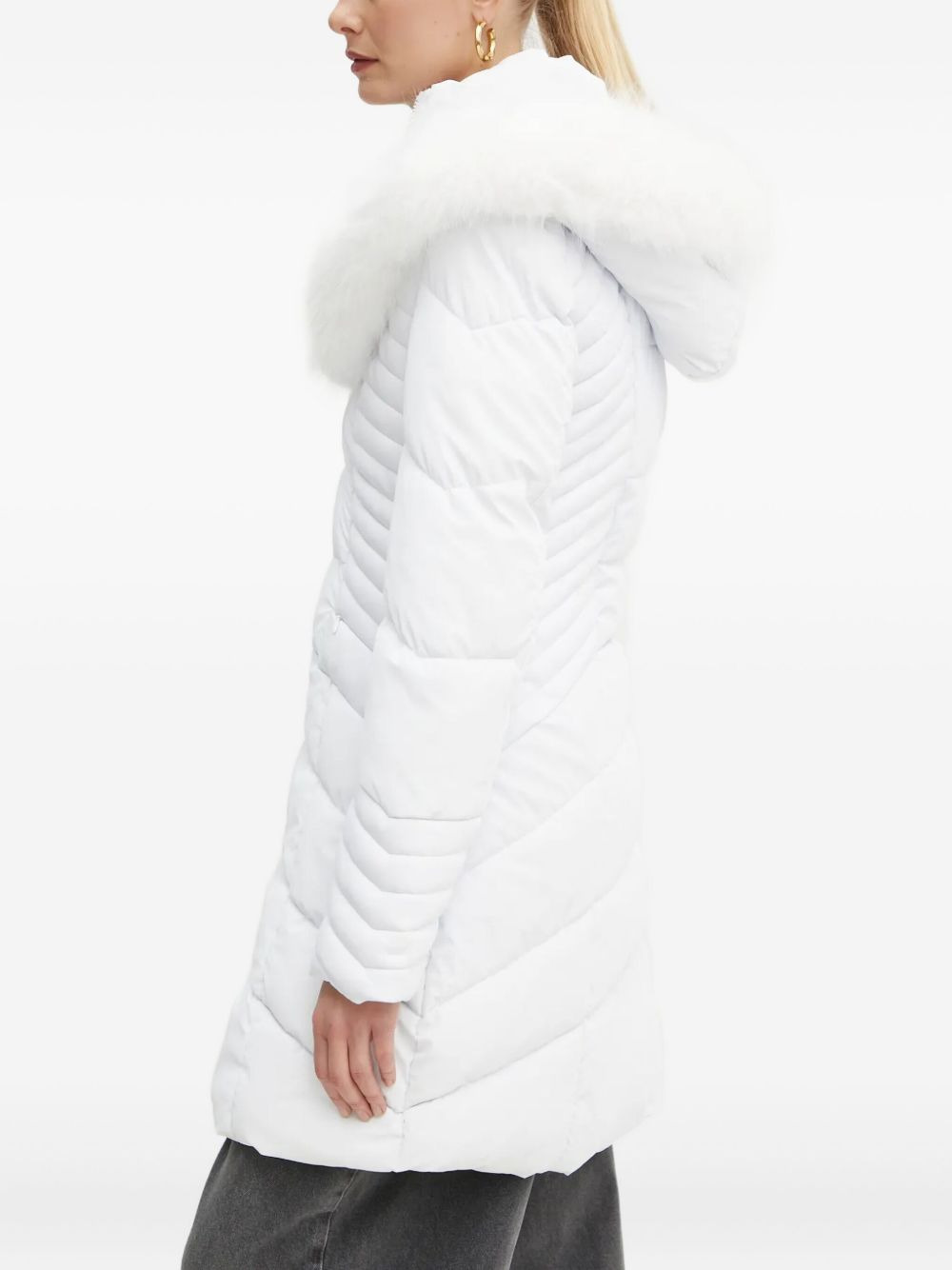 quilted faux-fur coat - 4