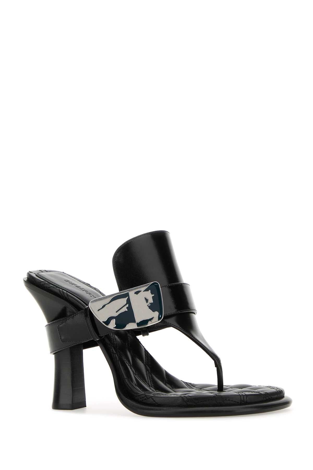Burberry Women Black Leather Bay Thong Mules - 2