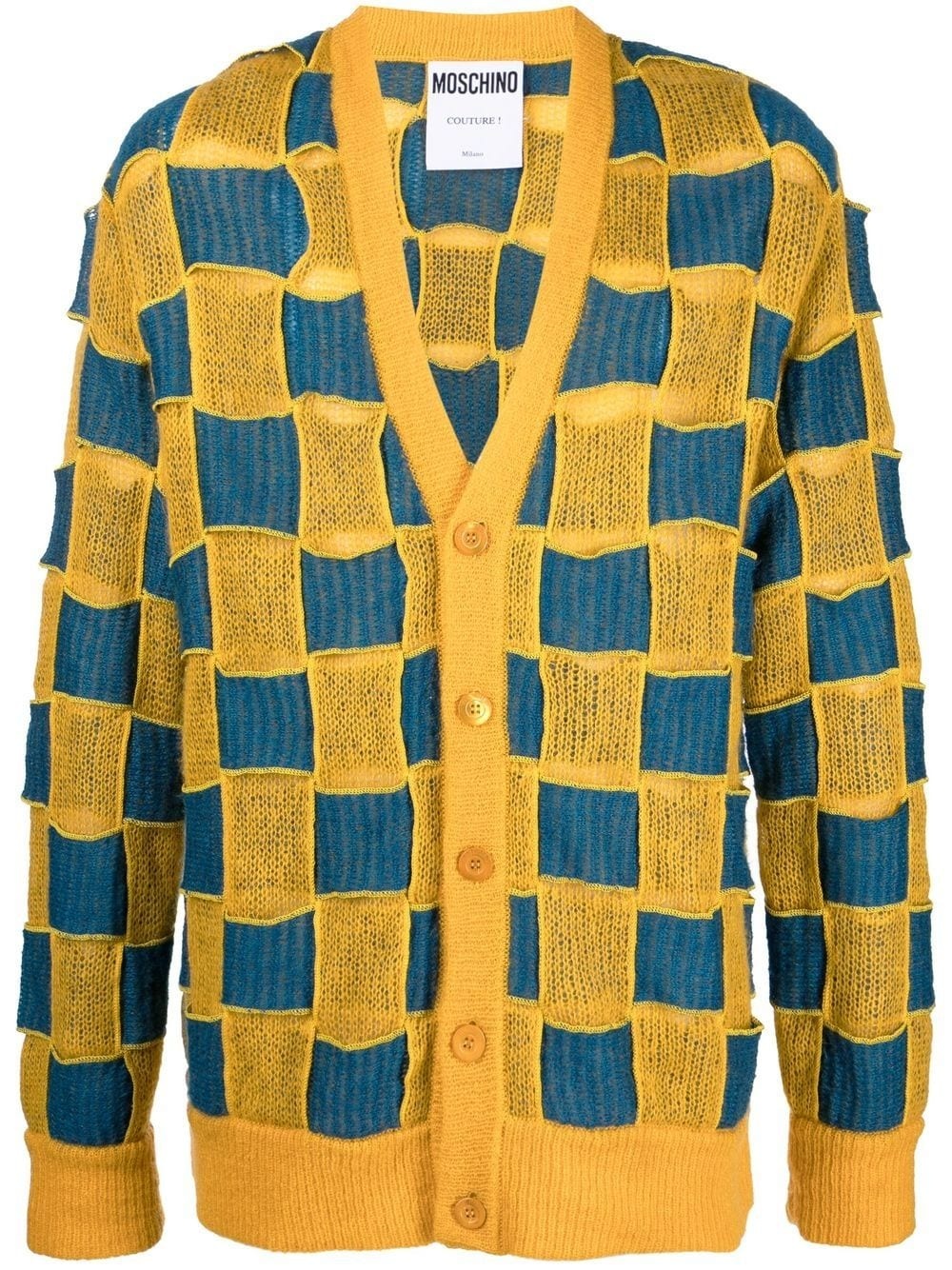 check-pattern cardigan - 1